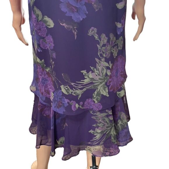 MSK Style 17101 Purple Floral Layered Dress Size 12 - Picture 7 of 14